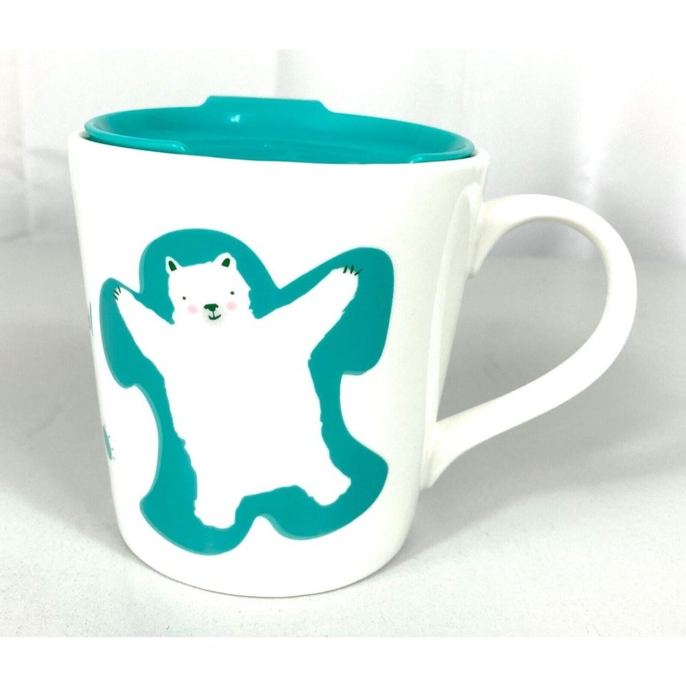2015 Caribou Coffee Polar Bear "Snow What Fun It Is" COFFEE Mug Cup w/Lid 16 oz